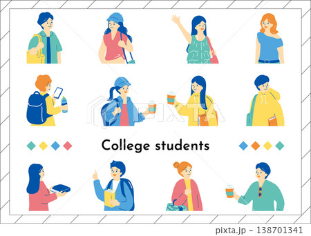 大学生イラストセット 138701341