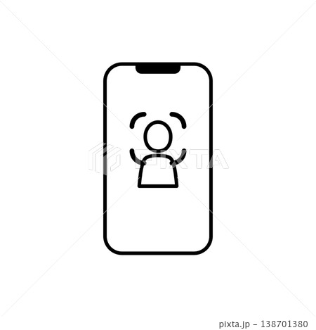 スマホ 顔認証 FaceID 生体認証 セキュリティ シンプルアイコン スマホ 顔認証 FaceID 生体認証 セキュリティ シンプルアイコン 138701380