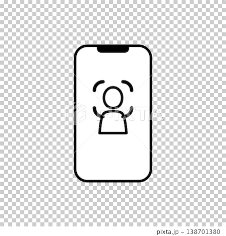 スマホ 顔認証 FaceID 生体認証 セキュリティ シンプルアイコン スマホ 顔認証 FaceID 生体認証 セキュリティ シンプルアイコン 138701380