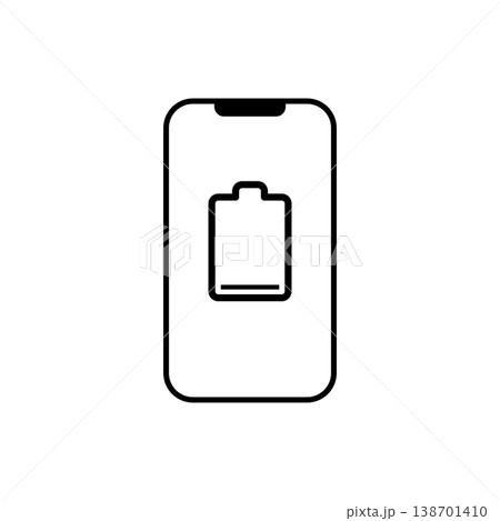 スマホ　バッテリー切れ 電池残量なし 低電力 警告 シンプルアイコン 138701410
