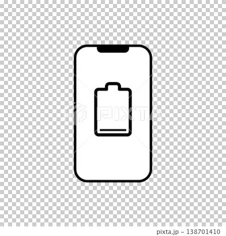 スマホ　バッテリー切れ 電池残量なし 低電力 警告 シンプルアイコン 138701410