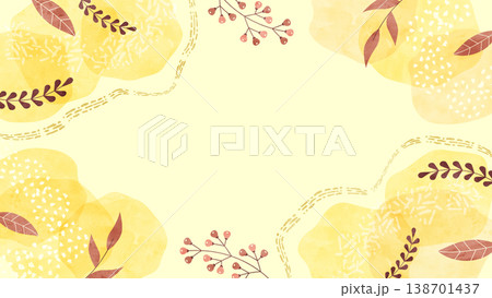 秋の植物と葉の水彩背景フレーム ノスタルジックな空気感の飾り枠 138701437