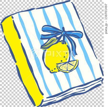 Hand drawn Lemon Illustration on Striped Cover Book 138701497