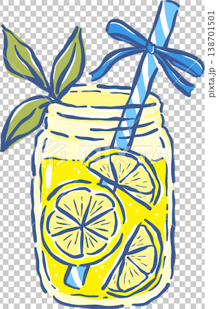 Coquette Lemon jucie in Jar Glass with Blue Ribbon Bow Whimsical Hand Drawn Coquette Lemon jucie in Jar Glass with Blue Ribbon Bow Whimsical Hand Drawn 138701501