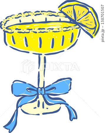 Retro Coquette Lemon Margarita Cocktail Whimsical Hand Drawn Retro Coquette Lemon Margarita Cocktail Whimsical Hand Drawn 138701507
