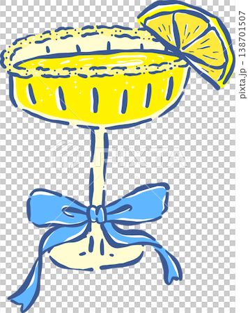 Retro Coquette Lemon Margarita Cocktail Whimsical Hand Drawn Retro Coquette Lemon Margarita Cocktail Whimsical Hand Drawn 138701507
