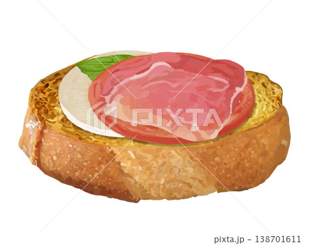 ブルスケッタ（生ハムトマトチーズ） 138701611