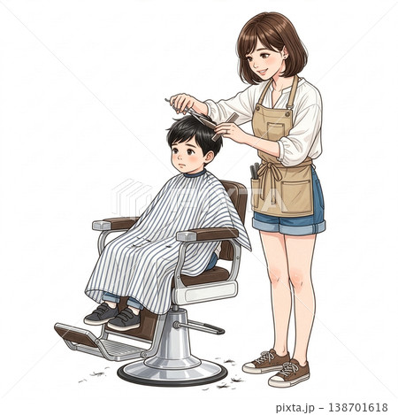 美容室でカットしてもらう子供 138701618
