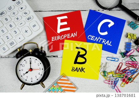 ECB European Central Bank text phrase of business and financial concept ECB European Central Bank text phrase of business and financial concept 138701681