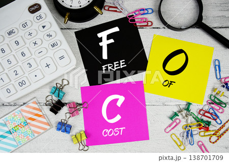 FOC Free Of Cost text phrase of business and financial concept FOC Free Of Cost text phrase of business and financial concept 138701709