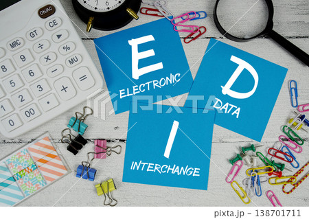 EDI Electronic Data Interchange text phrase of business and financial concept 138701711