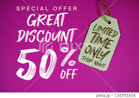 Great Discount 50% off Special offer with Price tag Limited Time Only Shop Now Great Discount 50% off Special offer with Price tag Limited Time Only Shop Now 138701838