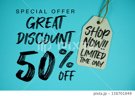 Great Discount 50% off Special offer with Price tag Limited Time Only Shop Now Great Discount 50% off Special offer with Price tag Limited Time Only Shop Now 138701849