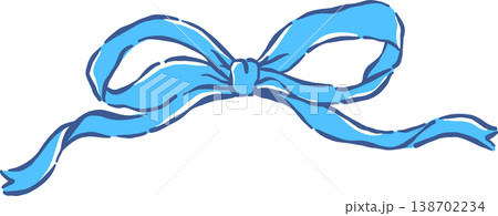 Cute Blue Ribbon Bow Head Border Whimsical Hand Drawn Cute Blue Ribbon Bow Head Border Whimsical Hand Drawn 138702234