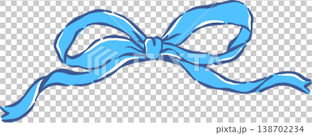 Cute Blue Ribbon Bow Head Border Whimsical Hand Drawn Cute Blue Ribbon Bow Head Border Whimsical Hand Drawn 138702234