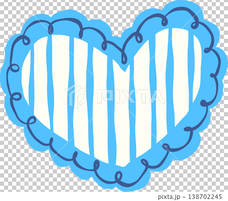 Blue Striped Heart Frame with Scalloped Border Whimsical Hand Drawn Blue Striped Heart Frame with Scalloped Border Whimsical Hand Drawn 138702245