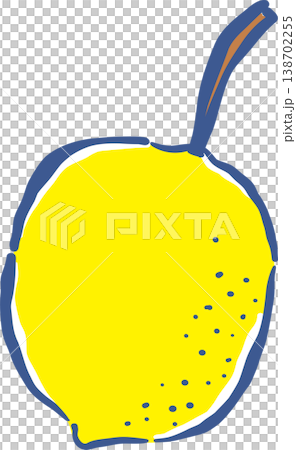 Hand drawn Lemon with stem Whimsical Doodle 138702255