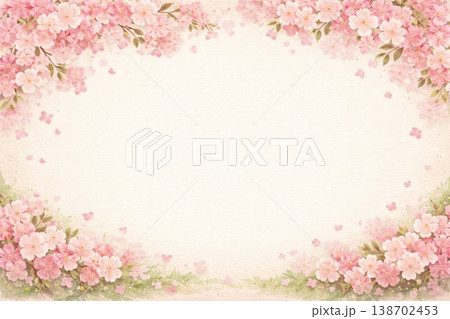 フレーム素材 桜 貼り絵風 フレーム素材 桜 貼り絵風 138702453