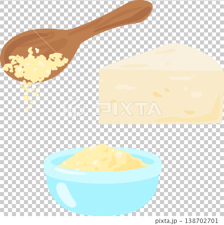 一匙磨碎的起司和幾塊帕瑪森起司 138702701