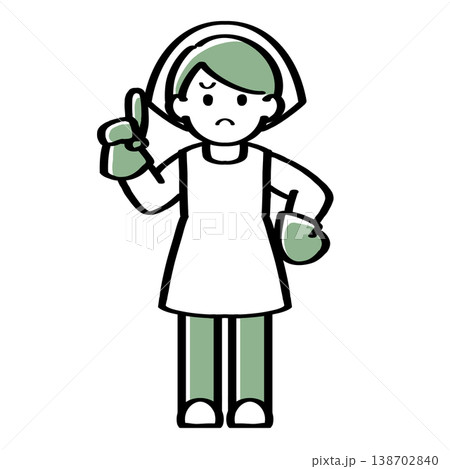 手袋をし人差し指を立てる人物の手描きイラスト 138702840
