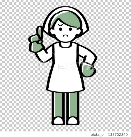 手袋をし人差し指を立てる人物の手描きイラスト 138702840
