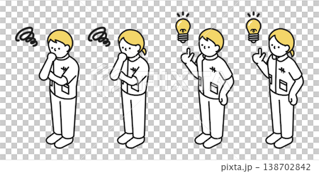 Isometric illustration: Man and woman coming up with an idea; Man and woman thinking (nurses) Isometric illustration: Man and woman coming up with an idea; Man and woman thinking (nurses) 138702842