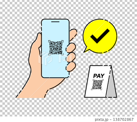 二維碼無現金支付圖片插圖，二維碼支架向量素材 138702867