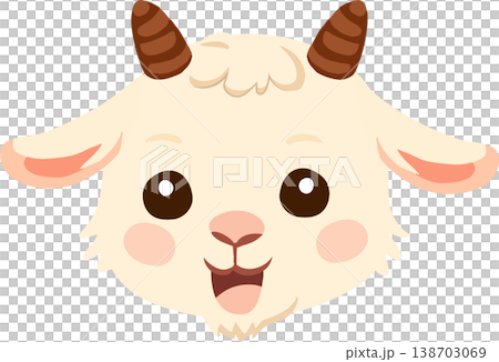 cute baby goat cartoon face smiling in soft pastel colors for kids design and nursery art created as a friendly farm animal 138703069