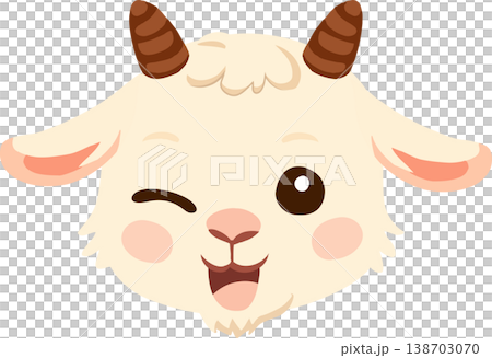 cute goat cartoon kawaii animal face illustration smiling baby goat character for kids design 138703070