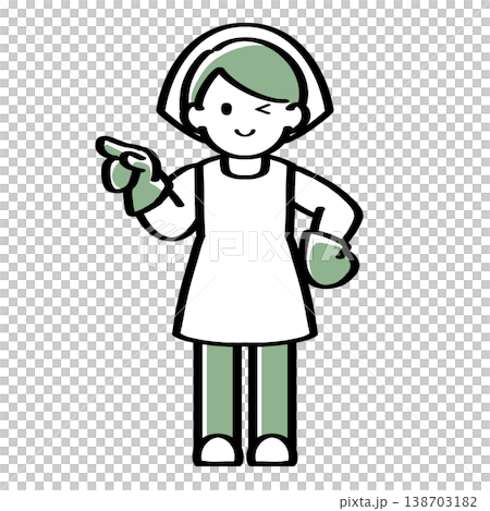手袋をし指差しをする人物の手描きイラスト 手袋をし指差しをする人物の手描きイラスト 138703182