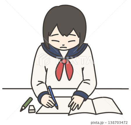勉強するセーラー服の女の子 138703472