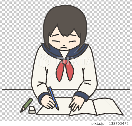 勉強するセーラー服の女の子 138703472