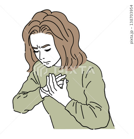 苦しそうに胸に手を当てている女性のイラスト 138703954