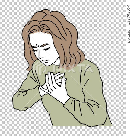 苦しそうに胸に手を当てている女性のイラスト 138703954