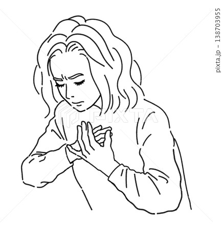 苦しそうに胸に手を当てている女性のイラスト 138703955