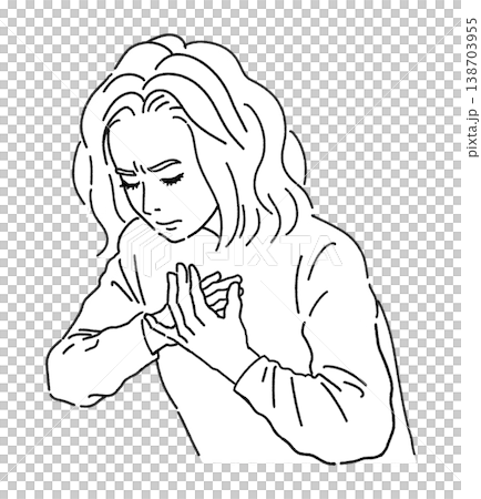 苦しそうに胸に手を当てている女性のイラスト 138703955