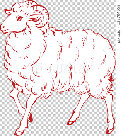 New Year's Cards for 2027 (Year of the Sheep): Watercolor illustration of a sheep, Chinese zodiac, hand-drawn, Japanese painting, ink painting, sumi-e (ink painting). New Year's Cards for 2027 (Year of the Sheep): Watercolor illustration of a sheep, Chinese zodiac, hand-drawn, Japanese painting, ink painting, sumi-e (ink painting). 138704058