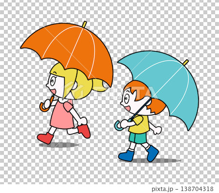 傘を持ったこどもたち① 傘を持ったこどもたち① 138704318