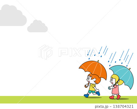 傘を持ったこどもたちのフレーム 138704321
