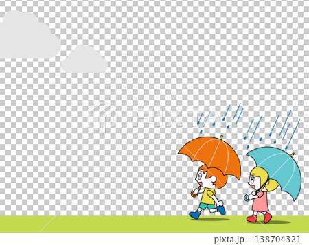 傘を持ったこどもたちのフレーム 138704321