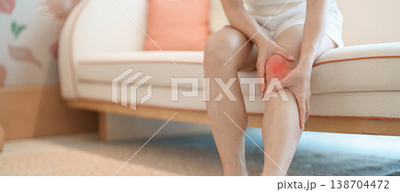 woman having knee ache and muscle pain due to Runners Knee or Patellofemoral Pain Syndrome, osteoarthritis, arthritis, rheumatism and Patellar Tendinitis. health and medical concept woman having knee ache and muscle pain due to Runners Knee or Patellofemoral Pain Syndrome, osteoarthritis, arthritis, rheumatism and Patellar Tendinitis. health and medical concept 138704472