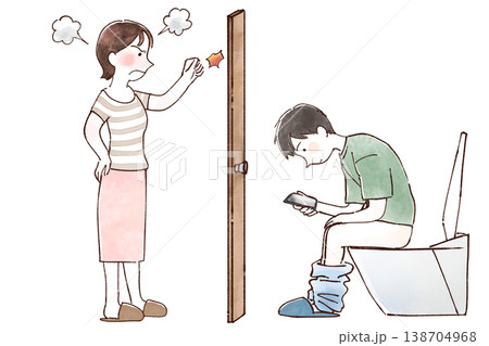 こもりスマホに怒る女性 138704968