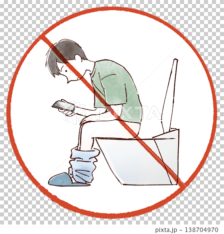 No using your smartphone while using the toilet (Warning/Awareness of the prohibition of using smartphones while in the toilet) No using your smartphone while using the toilet (Warning/Awareness of the prohibition of using smartphones while in the toilet) 138704970