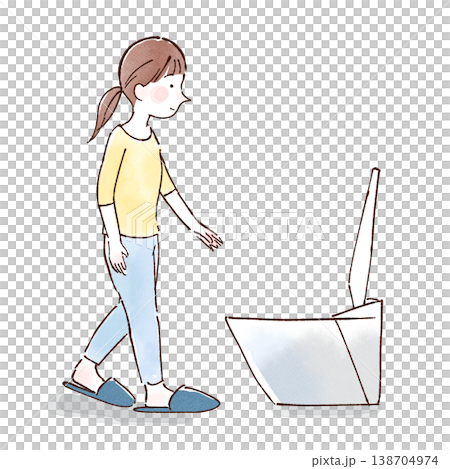 一名女子正前往洗手間 一名女子正前往洗手間 138704974