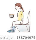 便座に座って用を足す女性 138704975