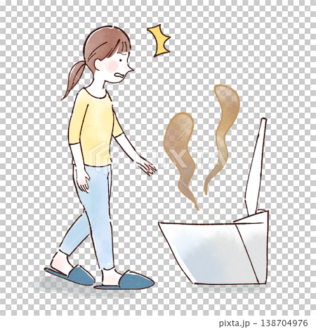トイレの匂いにショックを受ける女性 トイレの匂いにショックを受ける女性 138704976