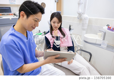 歯科医　診察を受ける患者 138705160