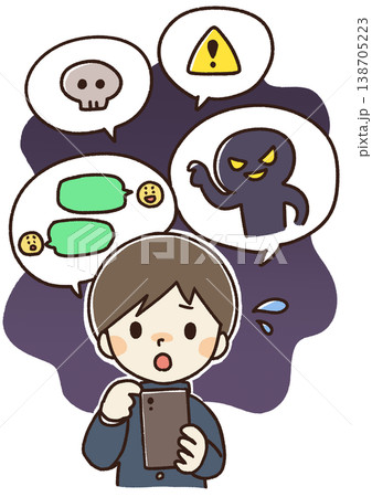 子供のスマホトラブルイラスト 138705223