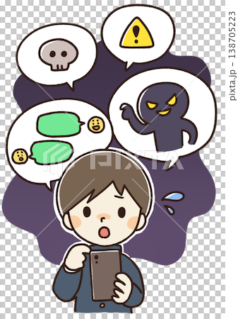 子供のスマホトラブルイラスト 138705223