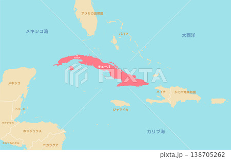 キューバとカリブ海諸国 マップイラスト 138705262